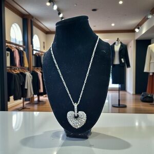 Vintage Bronze and Silver Dazzling  Heart Necklace